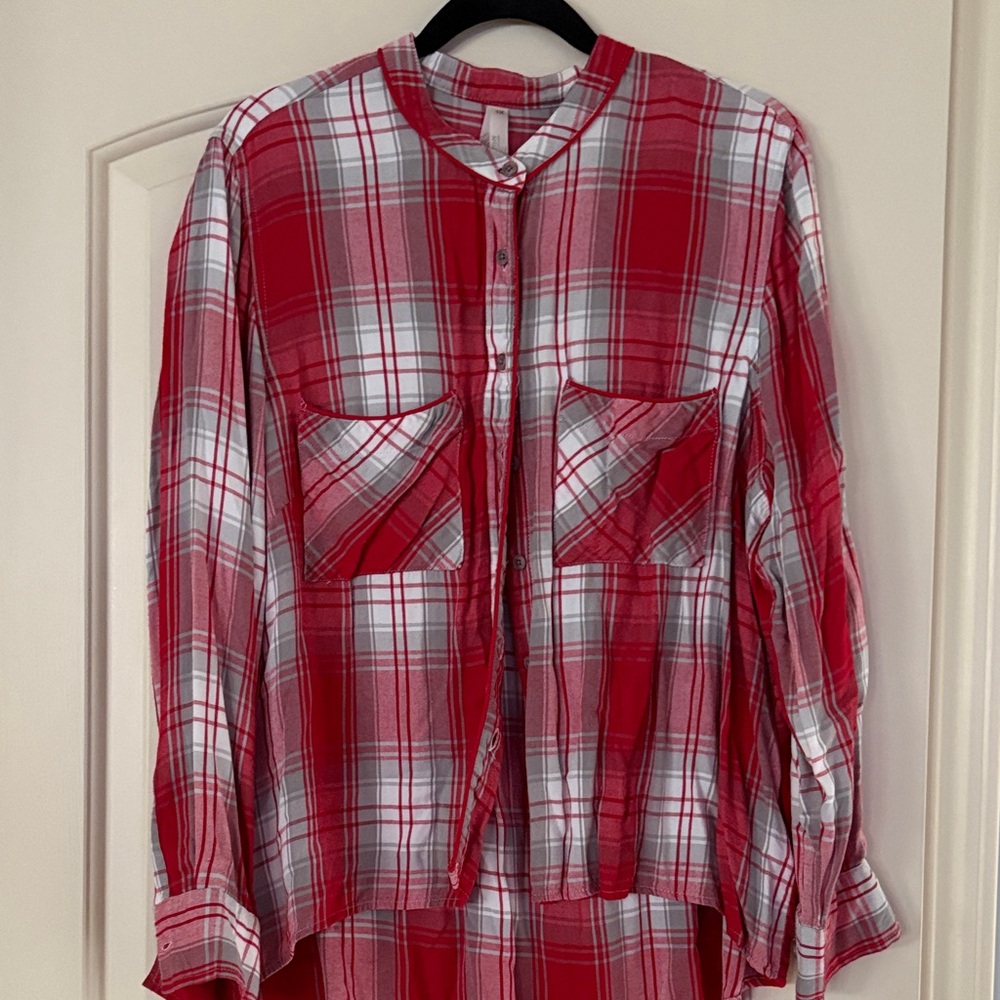 Melissa McCarthy Red and White Plaid Women’s Shirt Size 1X